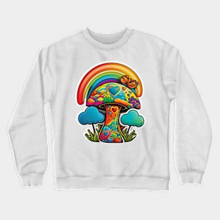 Groovy Psychedelic Mushrooms in Red Crewneck Sweatshirt